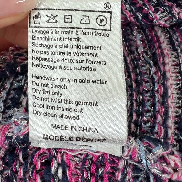 MAJE Mirabella Lurex Ribbed Sweater Pink Purple Knit Metallic Scoop Neck 1 Small - Picture 8 of 8